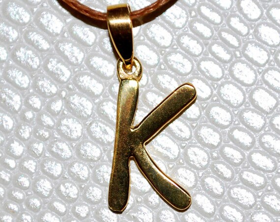 Necklace Μonogram K Name Sterling Silver 925 Gold-plated Handmade Jewelry Best Idea Personalised Gift Unisex Women Baby Girl Boy Kids Men