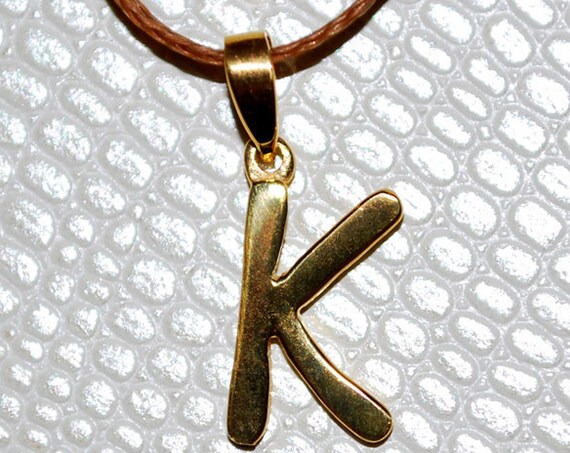 Necklace Μonogram K Name Sterling Silver 925 Gold-plated Handmade Jewelry Best Idea Personalised Gift Unisex Women Baby Girl Boy Kids Men