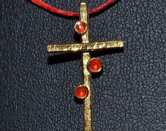 Necklace Cross Red Enamel Silver 925 Gold-plated Handmade Religious Jewelry Best Ideas Gifts Woman Moda Anniversary Birthday Lakasa Eshop