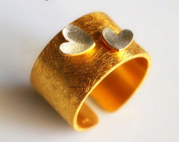 Chevalier Hearts Ring Silver 925 Gold-plated Handmade Jewelry Lakasa eshop Best Gifts Ideas for her Birthday Anniversary for ever friends