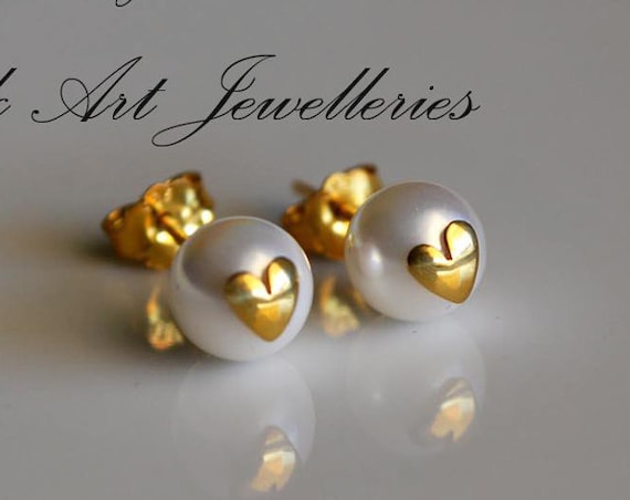 Heart Pearls Stud Earrings Silver 925 Gold plated Jewelry Valentine Woman Moda Spring Summer Collection Birthday Mother Day Mommy Girlfriend