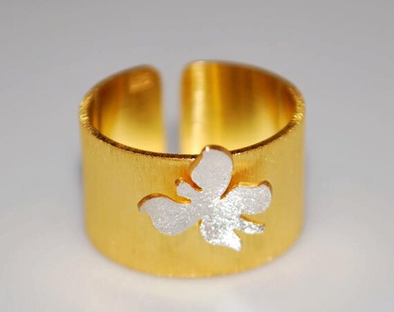 Butterfly Chevalier Ring Silver 925 Gold-plated Handmade Jewelry Best Gift Ideas For Her Woman Girl Birthday Anniversary Romantic Style