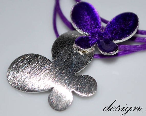 Necklace Purple Enamel Butterfly Sterling Silver Handmade Jewelry Best gift Ideas Birthday Anniversary Mother Girlfriend Summer Love Moda