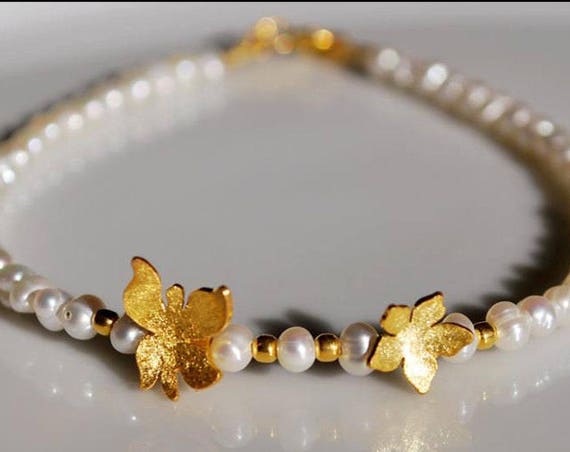 Freshwater Pearls Bracelet Sterling Silver Gold plated Fine Greek Art Jewelry Gift Ideas Love Hope Mommy Mama Mother day Birthday Friendship
