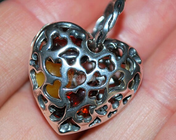Beautiful Heart Baltic Amber Silver 925 Jewelry Best Gift ideas Birthday Mother Day Anniversary Woman Girl Friendship Love Valentine