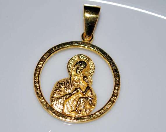 Madona Sterling Silver gold plated jewelry gift baby shower day first bath love mother religious christian symbol mama baptism child boy men