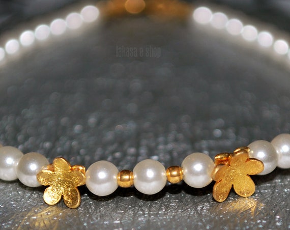 Pearls Bracelet Sterling Silver 925 Gold-plated Handmade Jewelry Best Gift Ideas Love Hope Mommy Girlfriend Anniversary Birthday Friendship