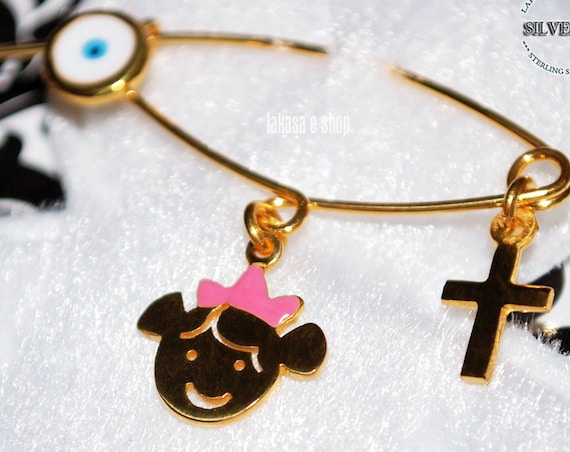 Best Price Enamel Baby Brooch Sterling Silver Gold plated Handmade Jewelry Cross Eye Religious Baptism HappyShowerDay Newborn Girl Princess