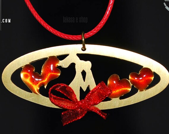 Necklace Red Enamel Hearts Sweet Pareja Sterling Silver Handmade Jewelry Best Gift Idea Valentine's Day Anniversary Woman Love Girlfriend