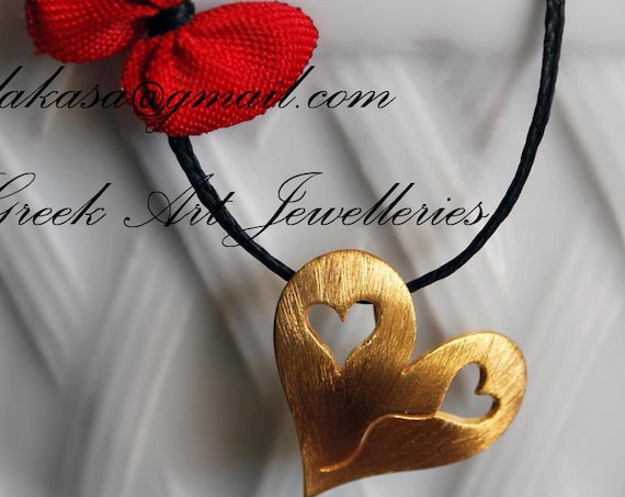 Heart Necklace Sterling Silver 925 Gold plated Handmade Jewelry Best Gift Ideas for her Girlfriend Mother Anniversary Valentine Day Woman