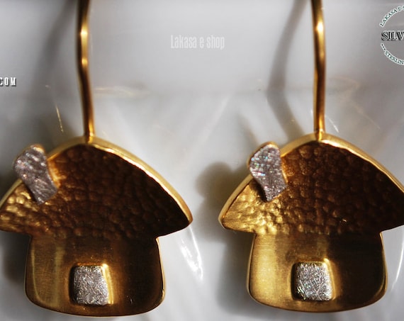 Sweet Home Earrings Silver 925 Gold-plated Handmade Jewelry Lakasa eshop Gifts for her Birthday Best Ideas Mother's Day Anniversary Love