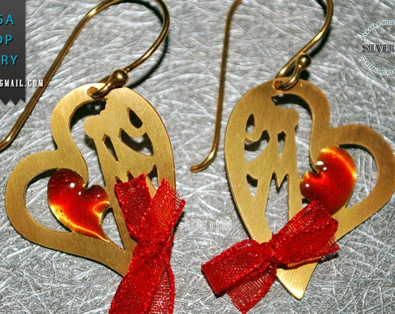 Heart Earrings Red Enamel Sterling Silver 925 Handmade Jewelry Best Gift Ideas for her Valentine Day Anniversary Woman Love Girlgriend Wife
