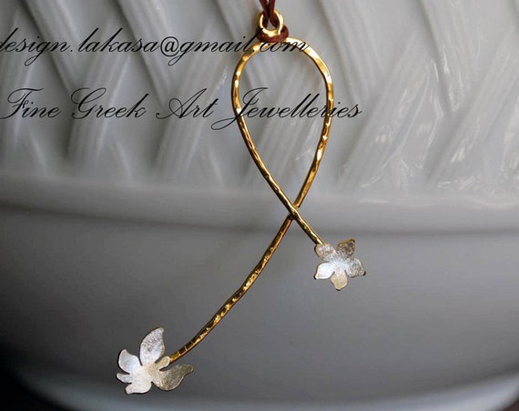 Necklace Sterling Silver Handmade Jewelry Butterfly Flower gold-plated lakasaeshop woman fashion romantic love exotic best idea gift mommy