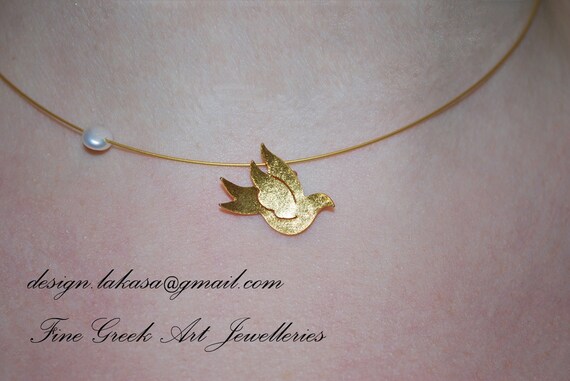 Dove Necklace Sterling Silver Gold Plated Pearls Jewellery Lakasa e-shop gifts for her birthday girlfriend anniversary Christmas bestideas