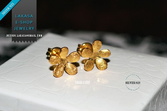Flowers Studs Earrings Silver 925 Gold-plated Jewelry