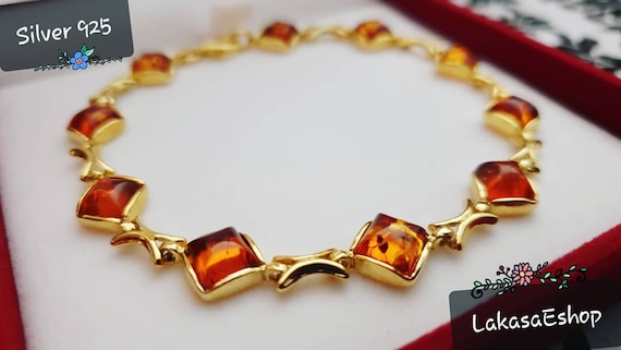 Baltic Amber Bracelet Silver 925 Gold-plated Handmade Jewelry Chain Natural Gemstones Fine Quality Mother Day Ideas Gifts For Her Mommy Love