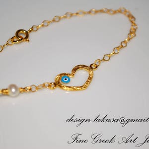 Enamel Heart Eye Bracelet Sterling Silver Gold Plated Fine Jewelry ...