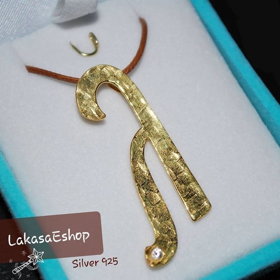 Monogram Silver 925 Gold-plated Jewelry Handmade Necklace Greek Art Rhinestone Crystal brown cordon Best personalised Ideas Gifts Unisex