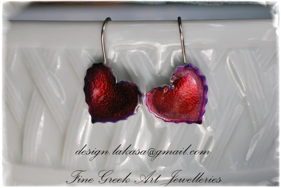 Heart Red Enamel Earrings Sterling Silver White Gold-plated Jewelry Lakasa eshop Best gift ideas for her birthday anniversary love