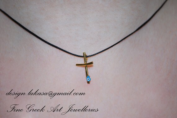 Necklace enamel cross sterling silver gold plated jewellery lakasa shop gift for her birthday girlfriend mother girl baby religious blue eye