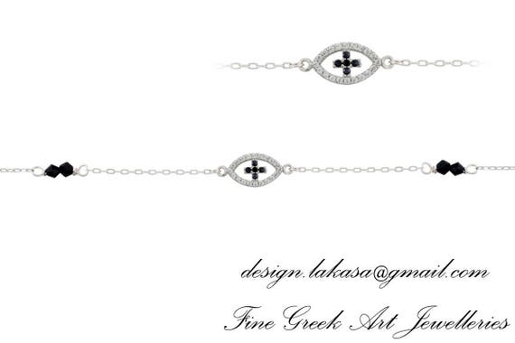 Chain Bracelet Eye Cross Silver 925 white Gold-plated Jewelry Rhinestones Crystals Best idea Gift woman birthday baptism Baby shower day