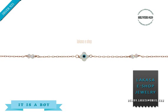 Μother-of-pearl Cross Eye Bracelet Sterling Silver Gold plated Fine Jewelry Swarovski Crystals mama friendship baby bath baptism boy girl