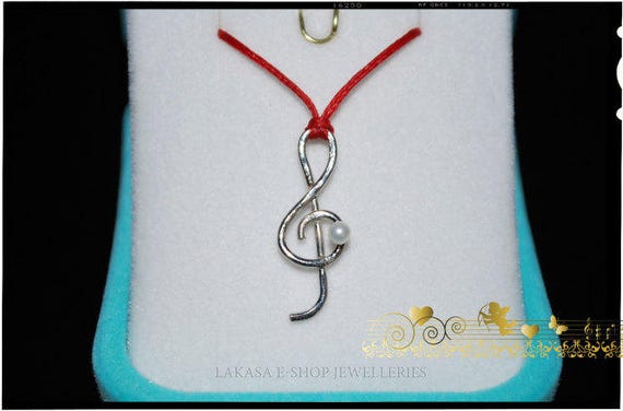 Necklace Music Clef Symbol Sterling Silver Gold plated Jewelry Best Gifts Ideas Rock you Birthday Love Violin Piano Musician Fine Greek Art