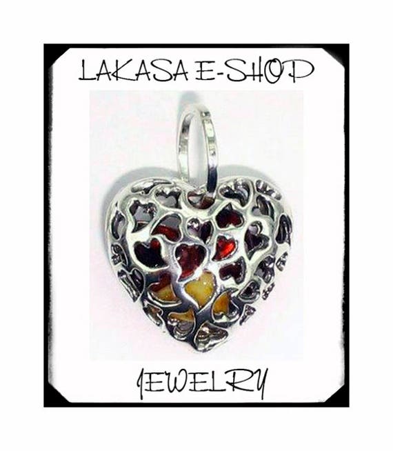 Beautiful Heart Baltic Amber Sterling Silver Jewelry Best Gift ideas Birthday Mother Day Anniversary Woman Girl Friendship Love Valentine