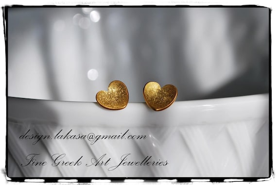 Sweet Hearts Studs Earrings Sterling Silver 925 Gold-plated Handmade Jewelry for her Birthday Anniversary Gifts Valentine Woman Girl Mother