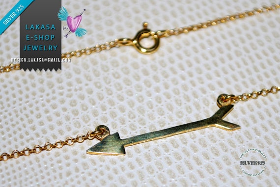 Love Arrow Necklace Sterling Silver 925 Gold-plated Chain Jewelry Best Ideas Gifts for her Woman Birthday Anniversary Valentine Day Passion