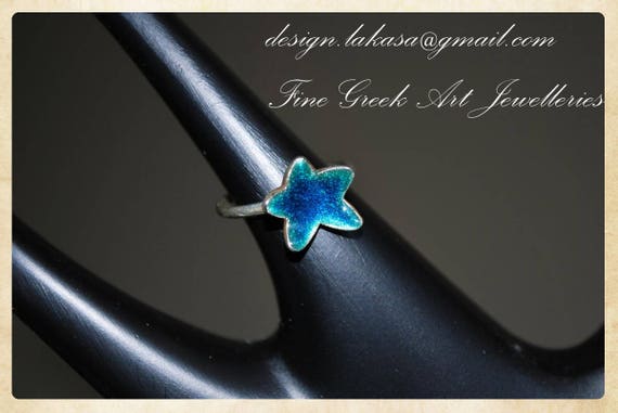 Star Enamel Ring Silver 925 white Gold-plated Handmade Jewelry Lakasa eshop Best Ideas Gifts for Girl Birthday Kids collection