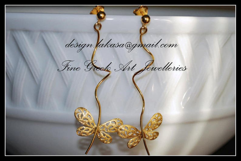SALE Set Handmade Jewelry Butterfly Earrings Necklace Sterling Silver Gold Free Shipping Birthday Anniversary Valentine BEST PRICE offer
