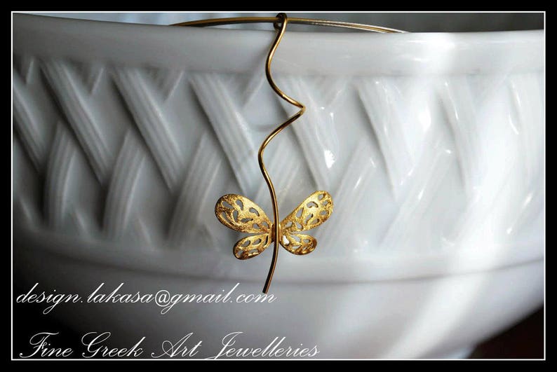 SALE Set Handmade Jewelry Butterfly Earrings Necklace Sterling Silver Gold Free Shipping Birthday Anniversary Valentine BEST PRICE offer