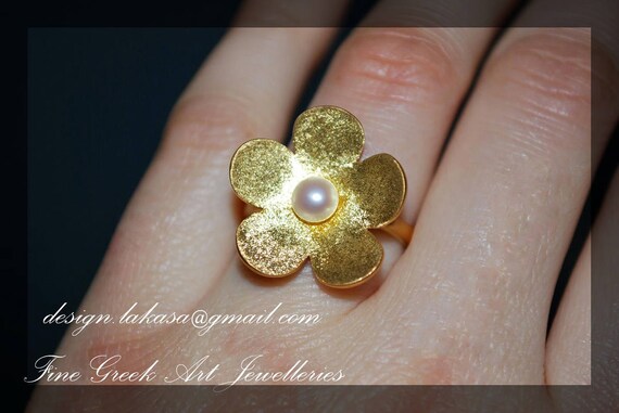 Flower Freshwater Pearl Ring Silver 925 Gold-plated Handmade Jewelry Woman Moda Anniversary Best Ideas Gifts Mother Mommy Girlfriend Love