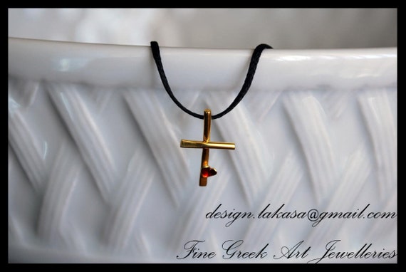 Necklace Enamel Red Heart Cross Silver 925 Gold-plated Handmade Religious Jewelry Lakasa Eshop Best Ideas Gifts Birthday Mother Day Love