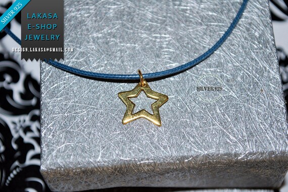 Star Necklace Sterling Silver Gold plated Handmade Jewelry Gifts for her Woman Girl Birthday Girlfriend Anniversary Greek Art Blue Sky Dream