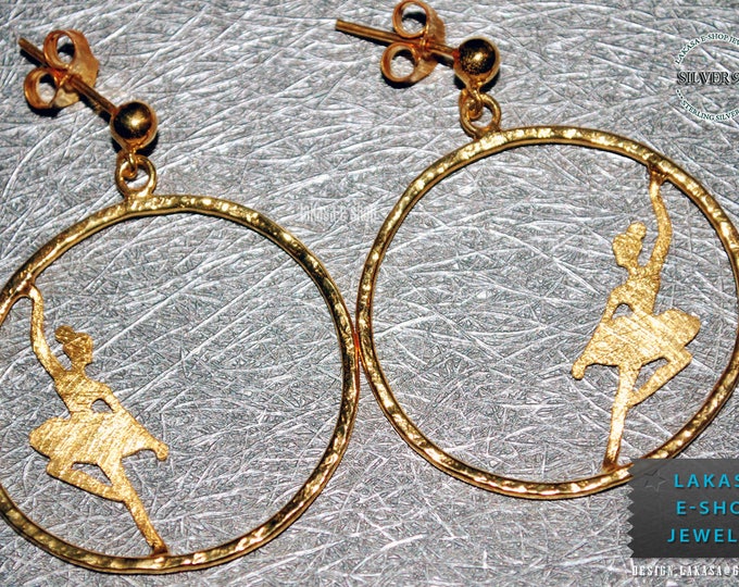 925 Sterling Silver Ballet Dancer Threader Earrings, Long Dangle Drop