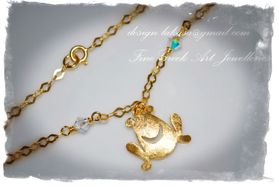 Frog Bracelet Sterling Silver Gold-plated Fine Jewellery Swarovski crystals in chain Lakasa e-shop Best Ideas Gift for friends love mama