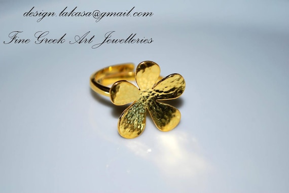 Flower Ring Silver 925 Gold-plated Handmade Jewelry Lakasa eShop Floral Design Amor Love Anniversary Princess Woman Best Ideas Gifts For Her