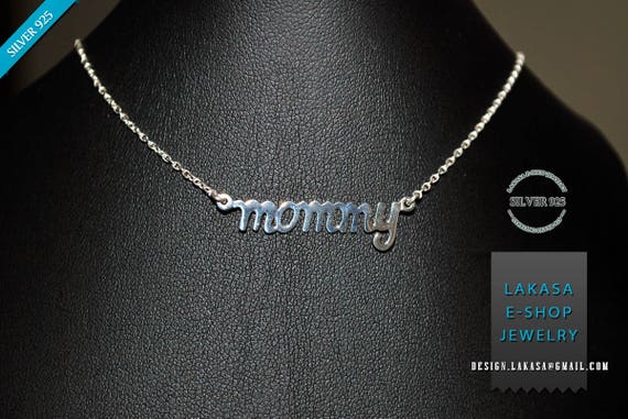 Mommy Necklace Sterling Silver Gold Plated Chain Lakasa e-shop Jewelry best gift ideas birthday anniversary mother day mama love affection