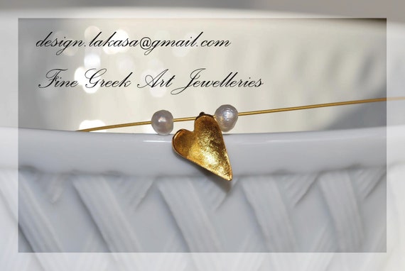 Heart Necklace Sterling Silver Gold Plated Jewelry with Pearls gifts for her birthday Valentine's Day love girlfriend