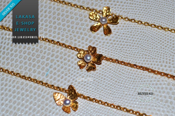 BEST Price Flower or Butterfly Necklace Silver 925 Gold-plated Chain Jewelry Gift for her Woman Mother Day Birthday Anniversary Floral