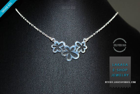 Flowers Necklace Silver 925 Gold-plated Chain Fine Greek Art Jewelry Best gift ideas floral design moda mother day mama love affection