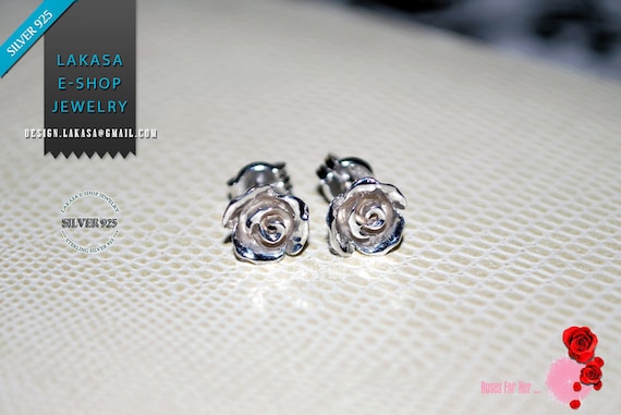 Roses for her Studs Earrings Silver 925 white Gold-plated Jewelry Mother's Day Gift