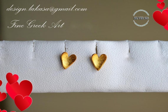 Heart Studs Earrings Silver 925 Gold-plated Jewelry