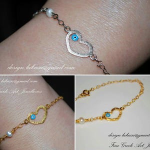 Enamel Heart Eye Bracelet Sterling Silver Gold Plated Fine Jewelry ...