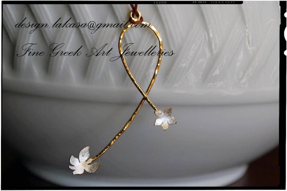 Necklace Sterling Silver Handmade Jewelry Butterfly Flower gold-plated lakasaeshop woman fashion romantic love exotic best idea gift mommy