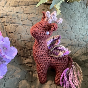 Peryton mythical flying deer crochet toy