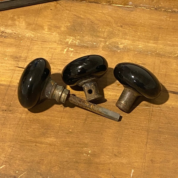 3 Black Antique Doorknobs | Antique architectural salvage, restore repurpose doorknob art project