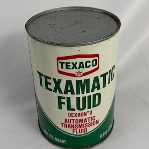 Vintage Texaco Texamatic Fluid Can | Oil Company Gas Advertising | Man-cave, Garage Decor | Colors: Cream, Green, Red